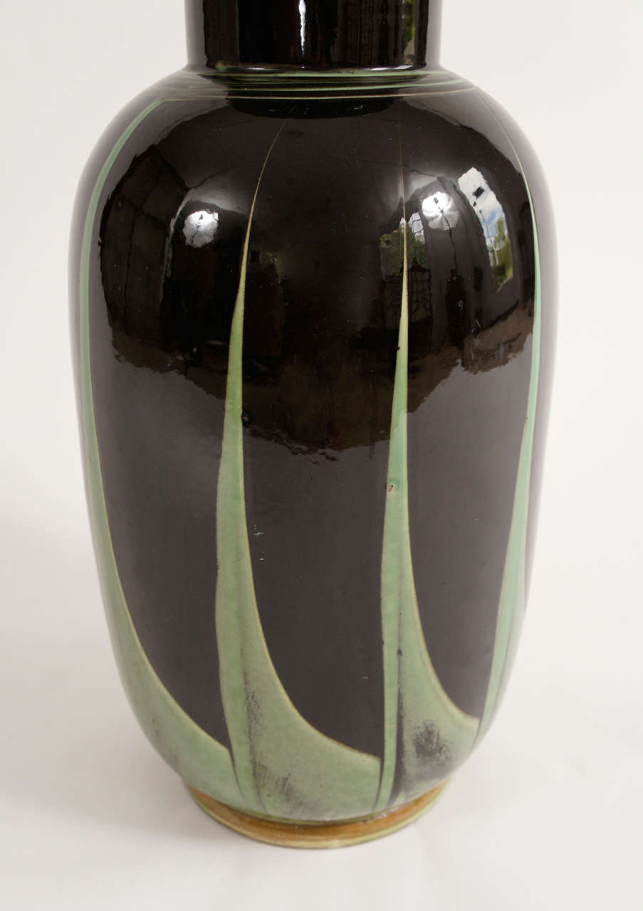 Ceramic Herman Kähler Art Deco Vase Danish Originally Drilled for a Lamp For Sale